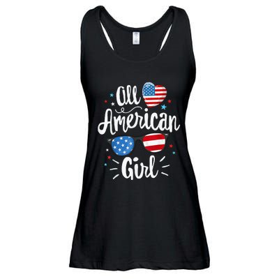 All American Girl Women American Flag 4th Of July Patriotic Ladies Essential Flowy Tank