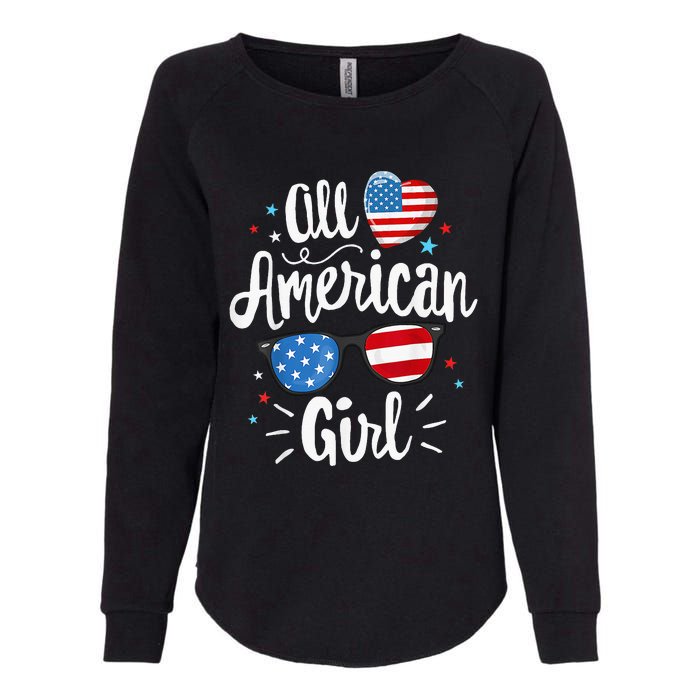 All American Girl Women American Flag 4th Of July Patriotic Womens California Wash Sweatshirt