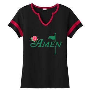 Amen Azalea Golf Masters Floral Golfing Enthusiast Design Ladies Halftime Notch Neck Tee