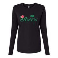 Amen Azalea Golf Masters Floral Golfing Enthusiast Design Womens Cotton Relaxed Long Sleeve T-Shirt