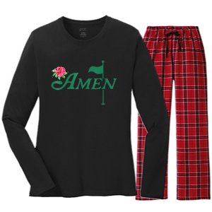 Amen Azalea Golf Masters Floral Golfing Enthusiast Design Women's Long Sleeve Flannel Pajama Set 