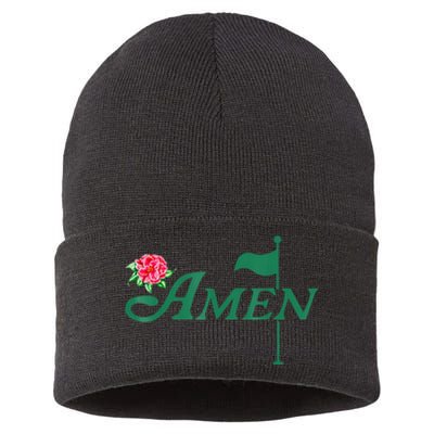 Amen Azalea Golf Masters Floral Golfing Enthusiast Design Sustainable Knit Beanie