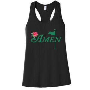 Amen Azalea Golf Masters Floral Golfing Enthusiast Design Women's Racerback Tank