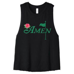 Amen Azalea Golf Masters Floral Golfing Enthusiast Design Women's Racerback Cropped Tank