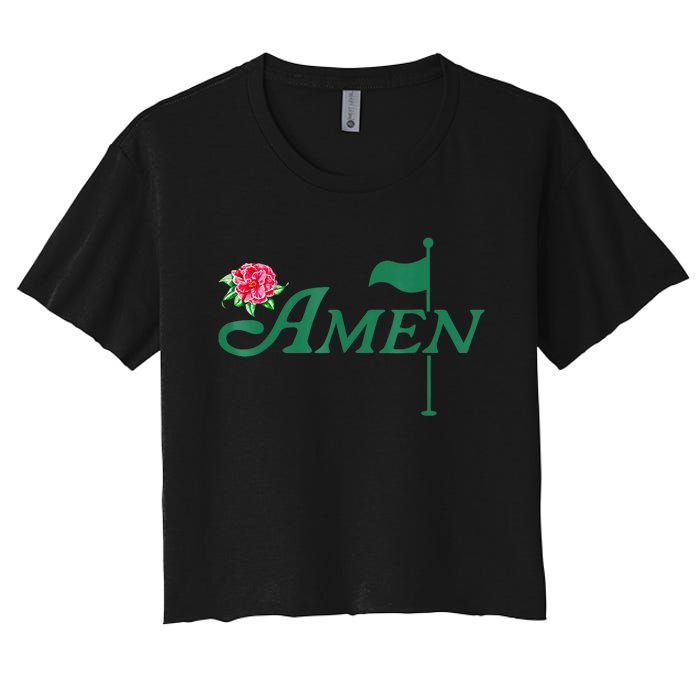 Amen Azalea Golf Masters Floral Golfing Enthusiast Design Women's Crop Top Tee