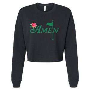 Amen Azalea Golf Masters Floral Golfing Enthusiast Design Cropped Pullover Crew