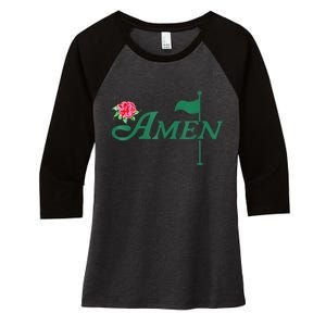 Amen Azalea Golf Masters Floral Golfing Enthusiast Design Women's Tri-Blend 3/4-Sleeve Raglan Shirt