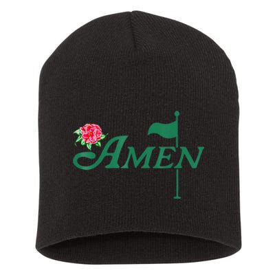 Amen Azalea Golf Masters Floral Golfing Enthusiast Design Short Acrylic Beanie