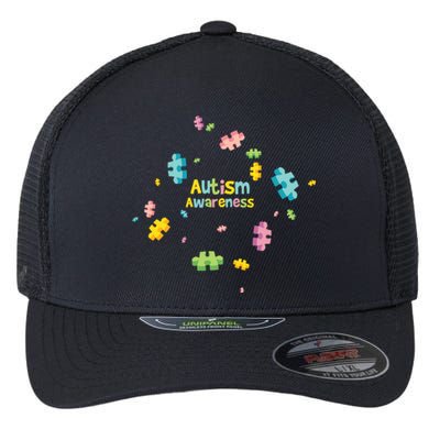 Autism Awareness Gift Puzzle Pieces Gift Flexfit Unipanel Trucker Cap