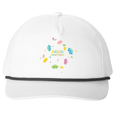 Autism Awareness Gift Puzzle Pieces Gift Snapback Five-Panel Rope Hat