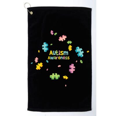 Autism Awareness Gift Puzzle Pieces Gift Platinum Collection Golf Towel