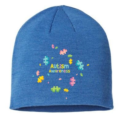 Autism Awareness Gift Puzzle Pieces Gift Sustainable Beanie