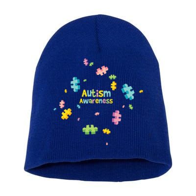 Autism Awareness Gift Puzzle Pieces Gift Short Acrylic Beanie