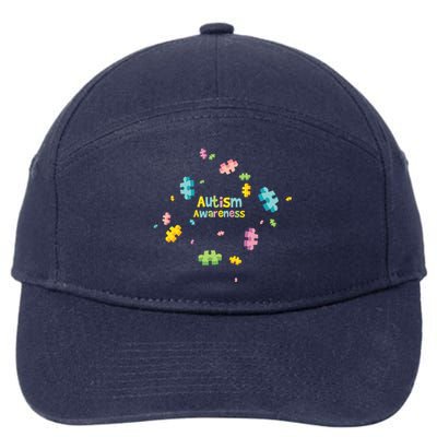 Autism Awareness Gift Puzzle Pieces Gift 7-Panel Snapback Hat