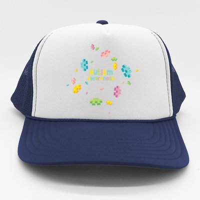 Autism Awareness Gift Puzzle Pieces Gift Trucker Hat