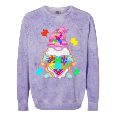 Autism Awareness Gnome Hugging Heart Acceptance Colorblast Crewneck Sweatshirt