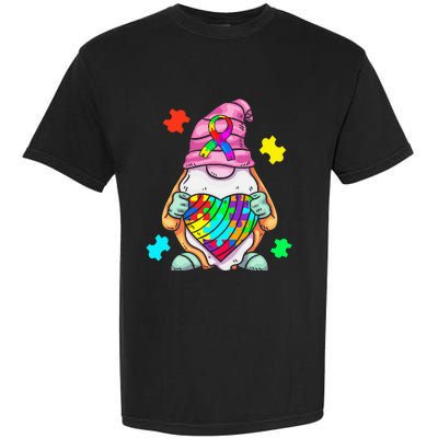 Autism Awareness Gnome Hugging Heart Acceptance Garment-Dyed Heavyweight T-Shirt