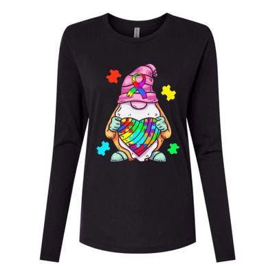 Autism Awareness Gnome Hugging Heart Acceptance Womens Cotton Relaxed Long Sleeve T-Shirt