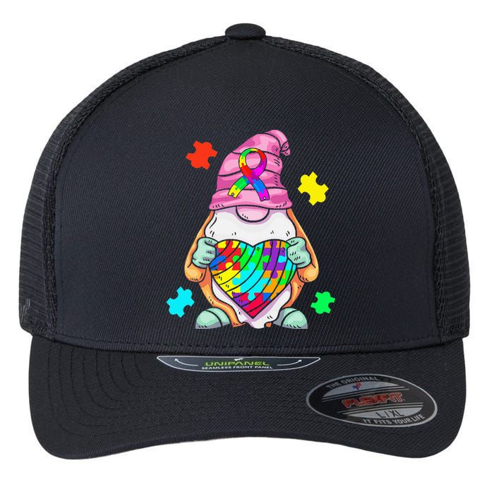 Autism Awareness Gnome Hugging Heart Acceptance Flexfit Unipanel Trucker Cap