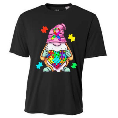 Autism Awareness Gnome Hugging Heart Acceptance Cooling Performance Crew T-Shirt