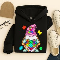 Autism Awareness Gnome Hugging Heart Acceptance Hoodie