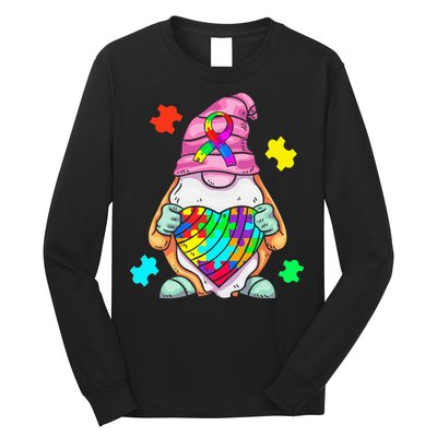 Autism Awareness Gnome Hugging Heart Acceptance Long Sleeve Shirt