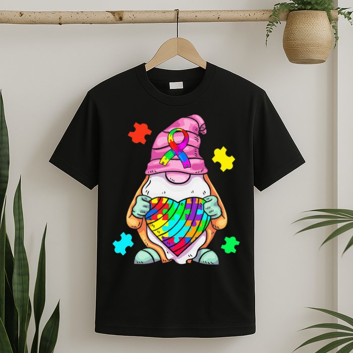 Autism Awareness Gnome Hugging Heart Acceptance T-Shirt