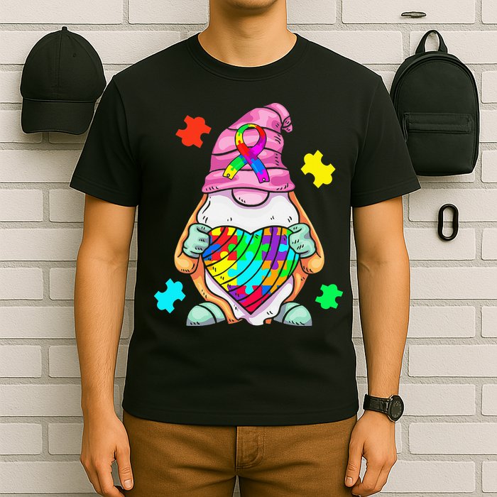 Autism Awareness Gnome Hugging Heart Acceptance T-Shirt