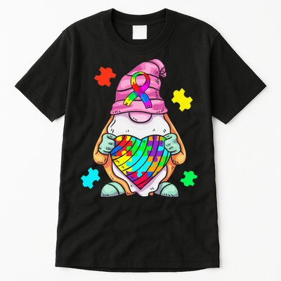 Autism Awareness Gnome Hugging Heart Acceptance Tall T-Shirt
