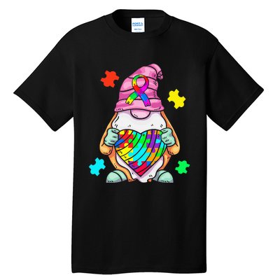 Autism Awareness Gnome Hugging Heart Acceptance Tall T-Shirt