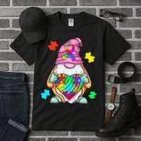Autism Awareness Gnome Hugging Heart Acceptance Tall T-Shirt