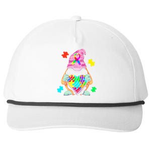 Autism Awareness Gnome Hugging Heart Acceptance Snapback Five-Panel Rope Hat