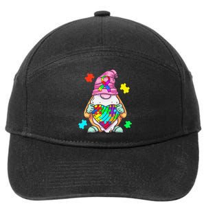 Autism Awareness Gnome Hugging Heart Acceptance 7-Panel Snapback Hat