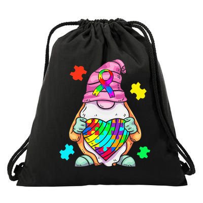Autism Awareness Gnome Hugging Heart Acceptance Drawstring Bag