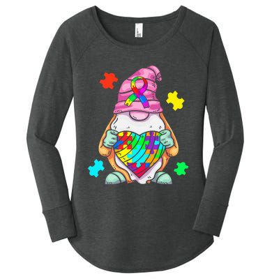 Autism Awareness Gnome Hugging Heart Acceptance Women's Perfect Tri Tunic Long Sleeve Shirt