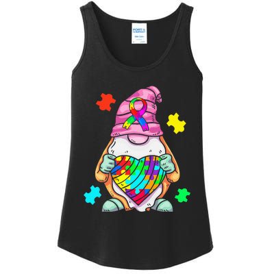 Autism Awareness Gnome Hugging Heart Acceptance Ladies Essential Tank