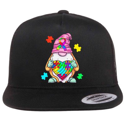 Autism Awareness Gnome Hugging Heart Acceptance Flatbill Hat