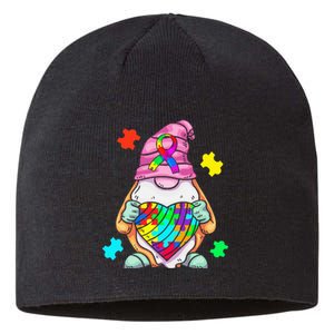 Autism Awareness Gnome Hugging Heart Acceptance Sustainable Beanie