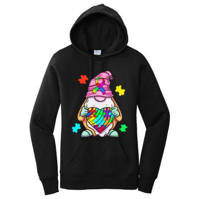 Autism Awareness Gnome Hugging Heart Acceptance Women's Pullover Hoodie