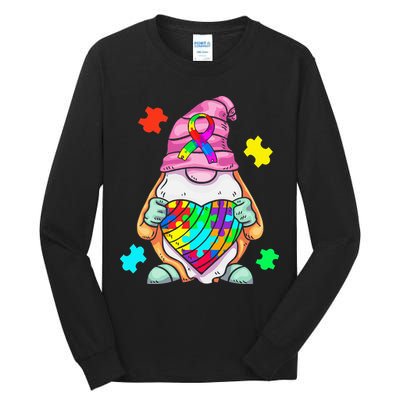 Autism Awareness Gnome Hugging Heart Acceptance Tall Long Sleeve T-Shirt