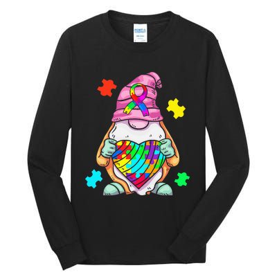 Autism Awareness Gnome Hugging Heart Acceptance Tall Long Sleeve T-Shirt