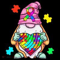 Autism Awareness Gnome Hugging Heart Acceptance Magnet