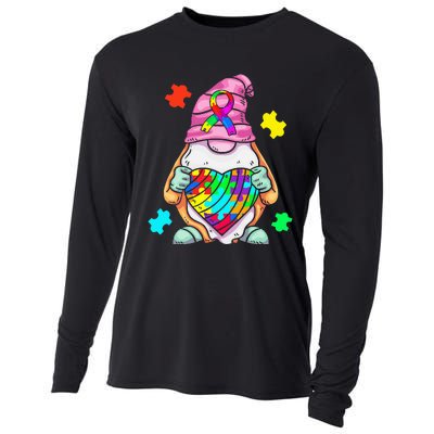 Autism Awareness Gnome Hugging Heart Acceptance Cooling Performance Long Sleeve Crew