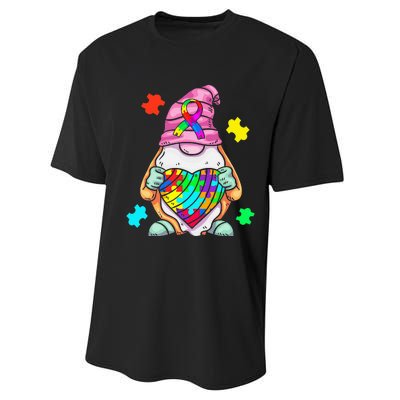 Autism Awareness Gnome Hugging Heart Acceptance Performance Sprint T-Shirt