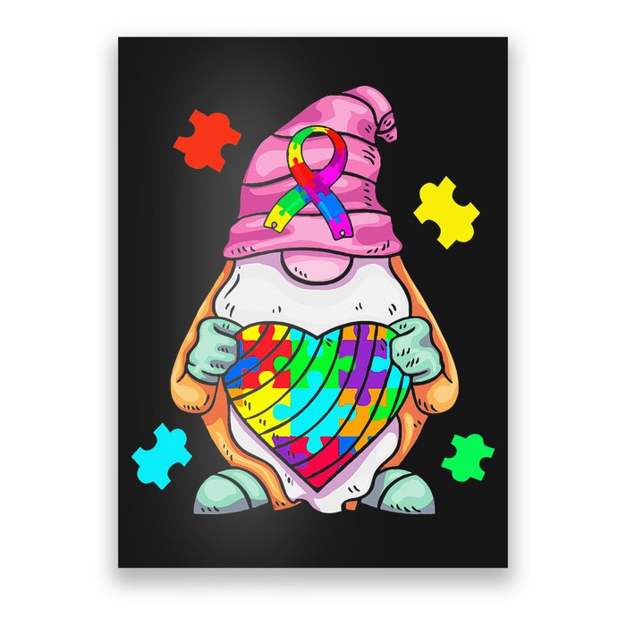 Autism Awareness Gnome Hugging Heart Acceptance Poster