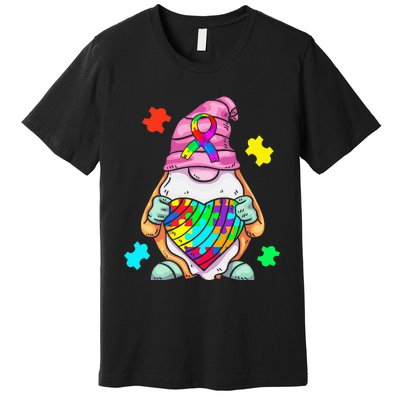 Autism Awareness Gnome Hugging Heart Acceptance Premium T-Shirt