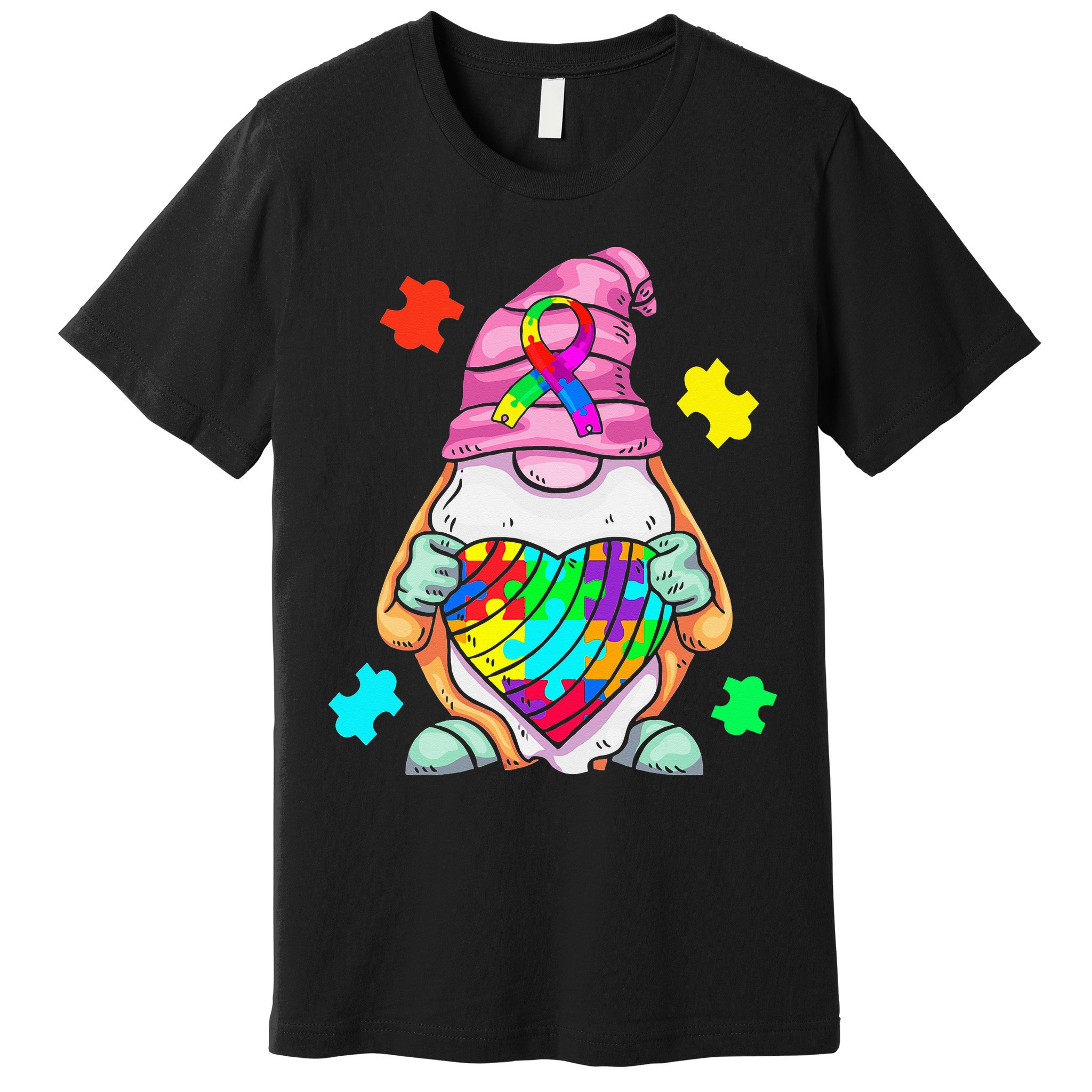 Autism Awareness Gnome Hugging Heart Acceptance Premium T-Shirt