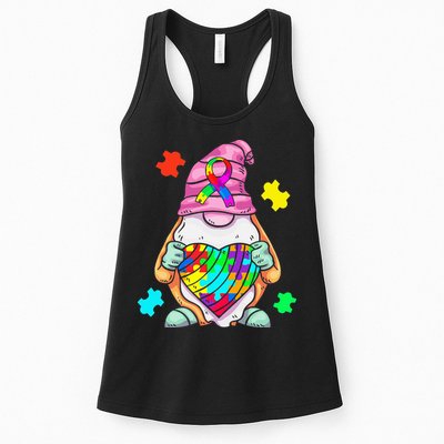 Autism Awareness Gnome Hugging Heart Acceptance Womens Tank Top
