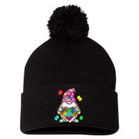 Autism Awareness Gnome Hugging Heart Acceptance Pom Pom 12in Knit Beanie