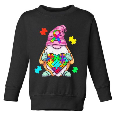 Autism Awareness Gnome Hugging Heart Acceptance Toddler Sweatshirt